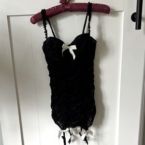 Elegant Black Padded Corset with white bows. Victoria Secret 34B